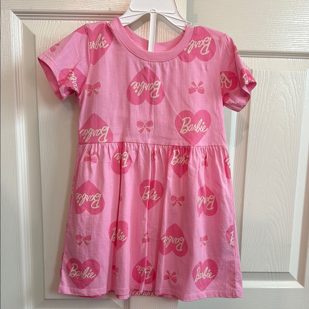 Pink Barbie Dress with Heart and Bow Print